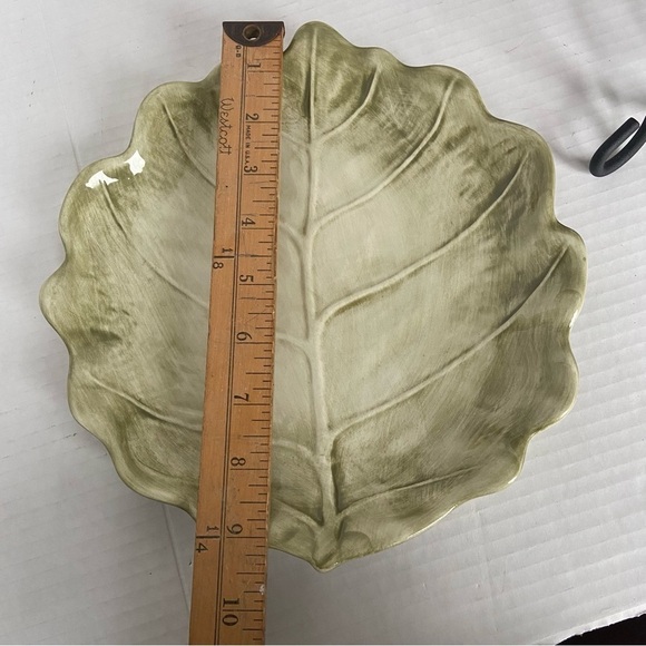 Green Cabbage Leaf Plate Made In Italy 9604/24 Ceramic Plant Shape Plate - Picture 10 of 16